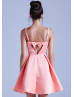 Satin Straps V Back Short Prom Dress